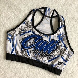 white CALI program sports bra